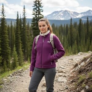 The North Face Sherpa Lined Full-Zip Fleece Jacket Purple/Burgundy Size M